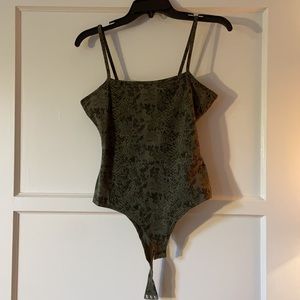 NEW WITH TAGS FROM BARNEYS NEW YORK ATM GREEN SNAKESKIN PRINT BODYSUIT